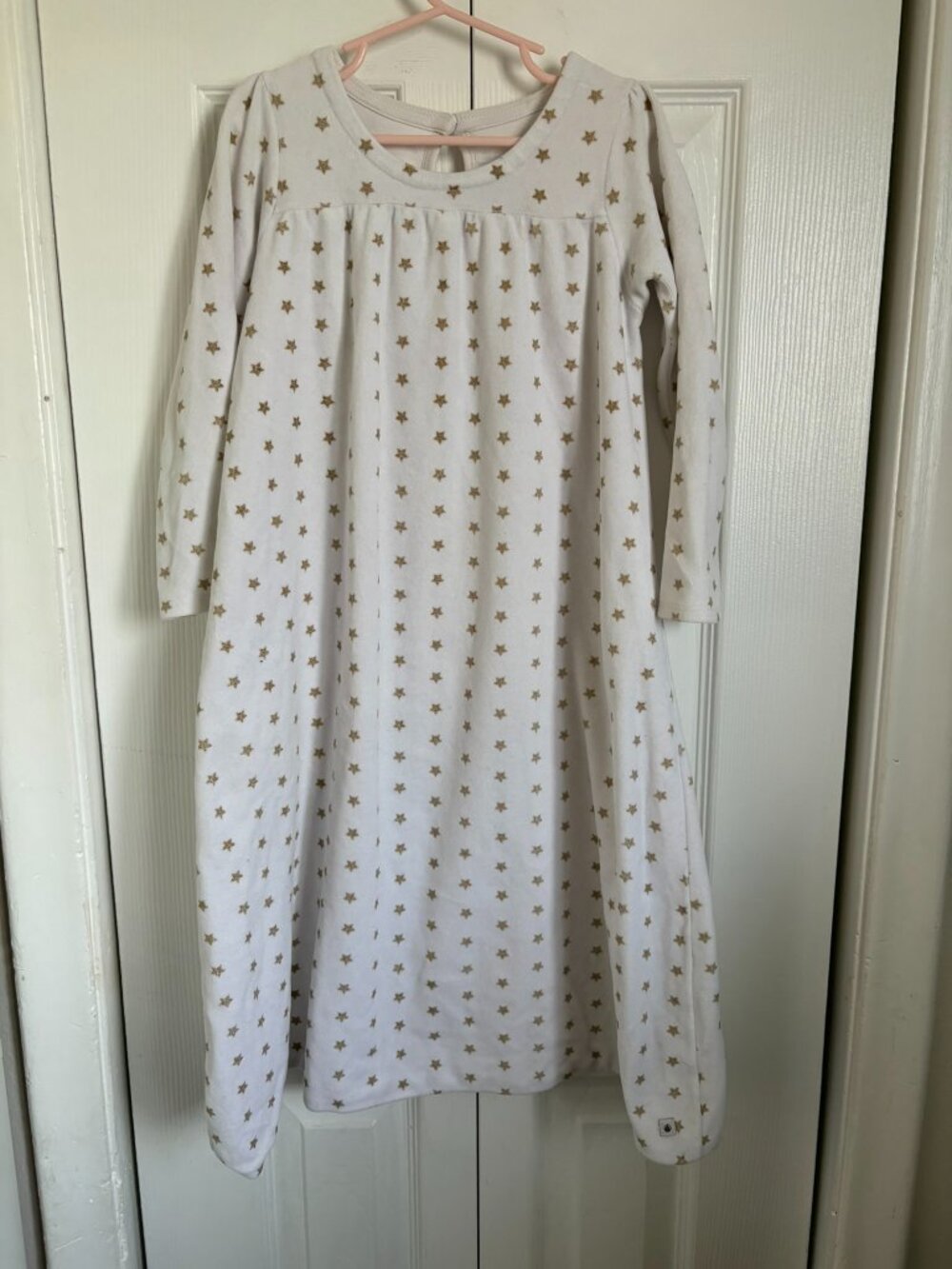 Petit Bateau  CHILDREN'S GOLDEN STAR PRINT VELOUR FANCY DRESS NIGHTDRESS Size 5
